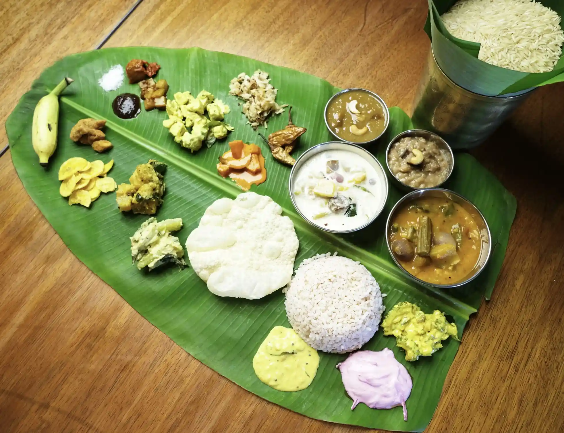 Andhra dishes beautifully served on banana leaf for traditional dining