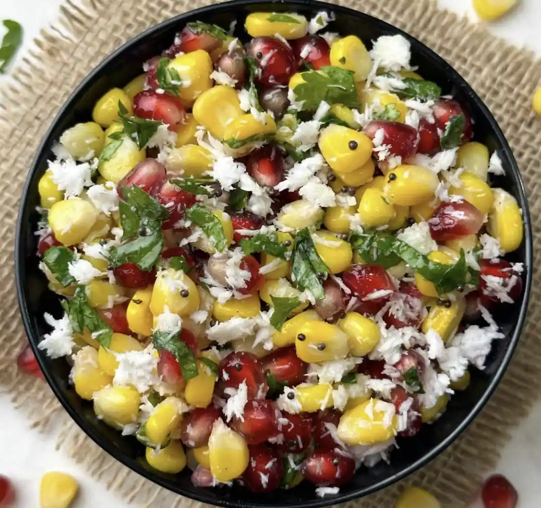 Fresh sweet corn and pomegranate kosambari salad