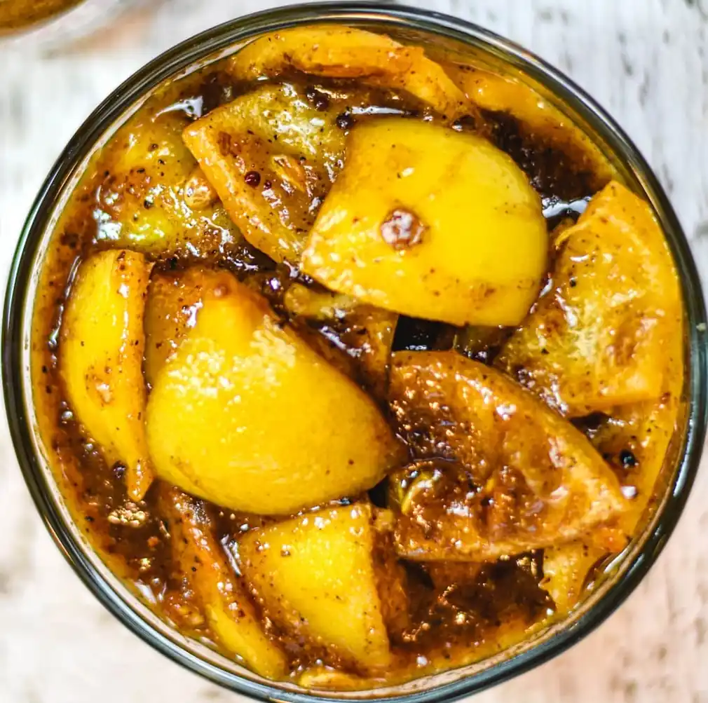 Traditional Andhra style nimmakaya pachadi prepared for catering services in Bangalore