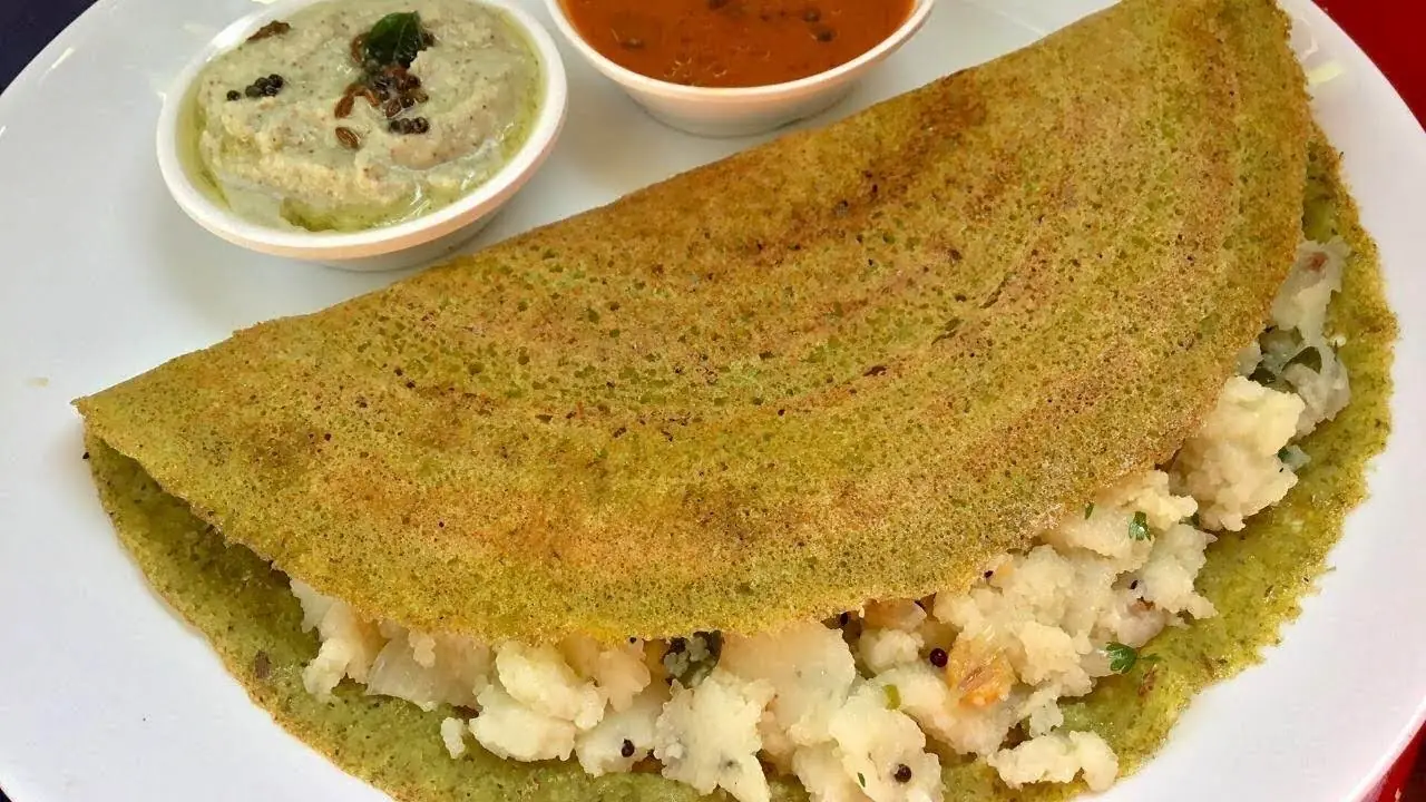 Healthy Andhra style pesarattu with upma served by professional catering service in Bangalore