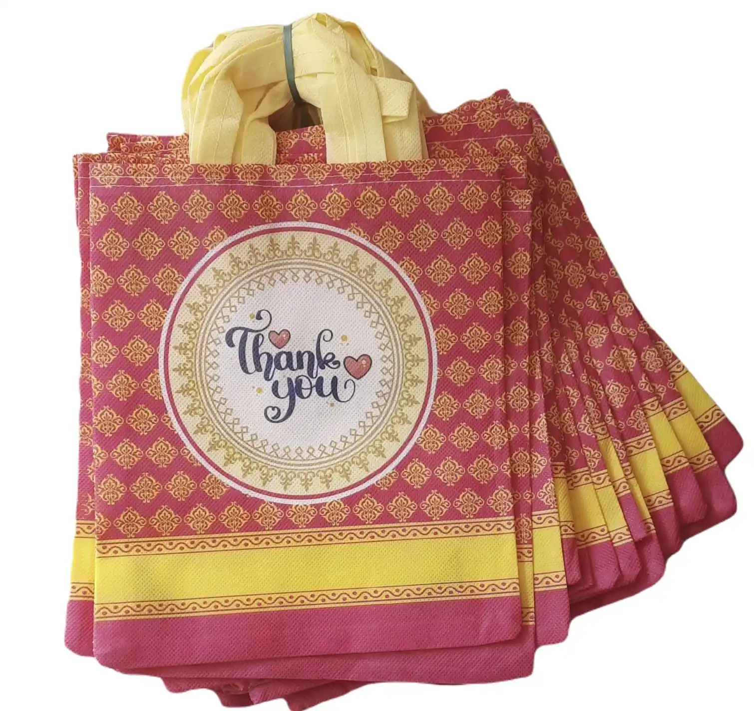 decorative thank-you thambula bags arranged for guests