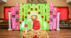 pure veg baby shower and seemantham catering setup in bangalore with traditional decoration