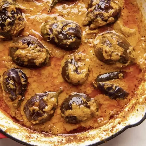 Gutti vankaya curry prepared in traditional Andhra style for catering services in Bangalore