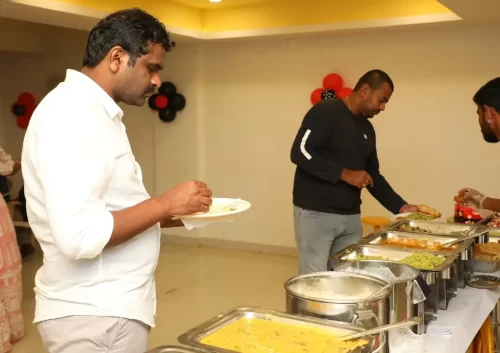 Veg buffet catering service arranged for house warming function in Bangalore.