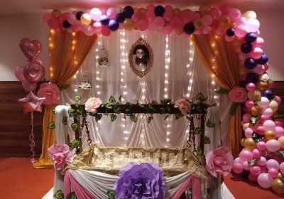 Organic balloons naming ceremony decorations Bangalore