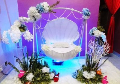 Shell theme naming ceremony decorations Bangalore
